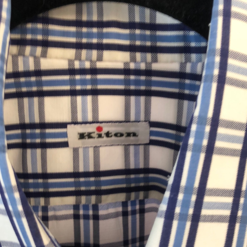 Men’s Kiton button down plaid shirt 16.5 x 42